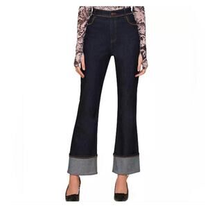 House of Harlow 1960 Cuffed Straight Leg Jeans High Waisted Dark Wash Size 28